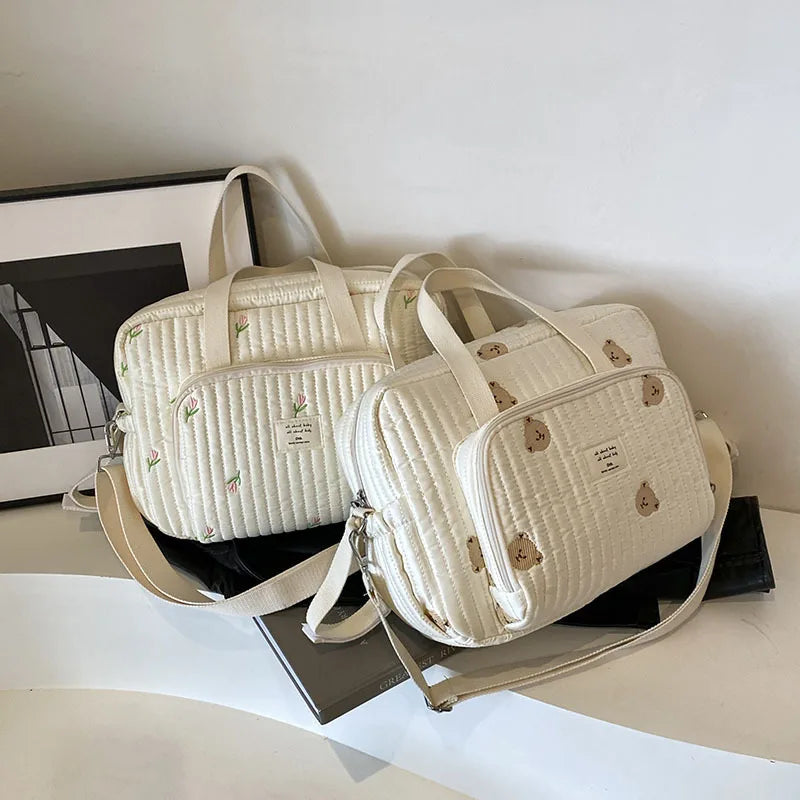 Large Mommy Diaper Bag – Embroidered Maternity Travel Handbag & Baby Organizer for Moms