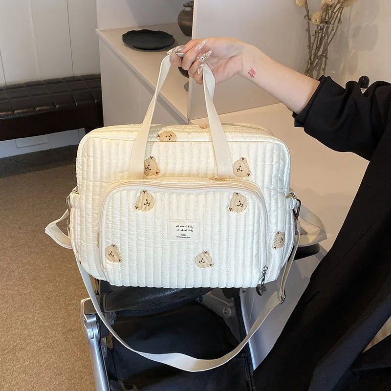 Large Mommy Diaper Bag – Embroidered Maternity Travel Handbag & Baby Organizer for Moms