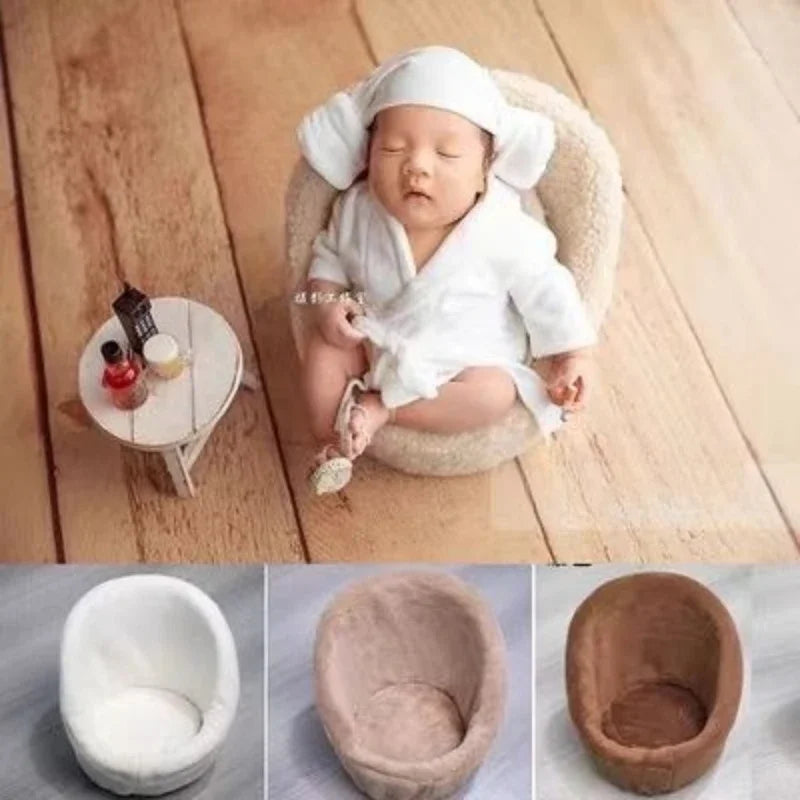 2pcs Newborn Photography Posing Sofa Set – Solid Color Baby Chair with Pillow Cushion Props