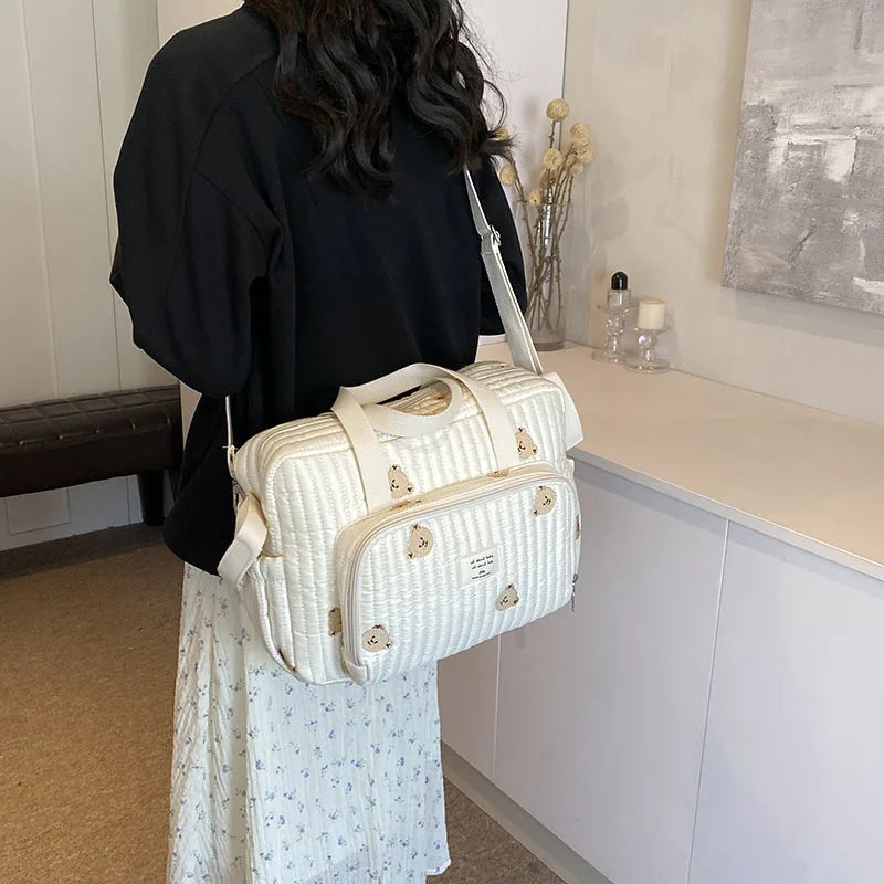 Large Mommy Diaper Bag – Embroidered Maternity Travel Handbag & Baby Organizer for Moms
